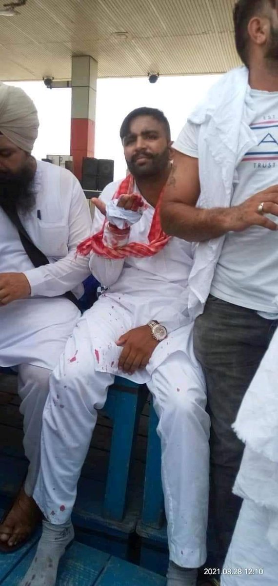 Farmers geared up to peacefully protest against Haryana CM near Karnal Toll Plaza were brutally attacked by <a href="/police_haryana/">Haryana Police</a> 

Who is responsible fr this cruel behavior??
<a href="/cmohry/">CMO Haryana</a> <a href="/police_haryana/">Haryana Police</a> 
#FarmersProtest #किसान_विरोधी_खट्टर #9MonthsOfFarmersProtest