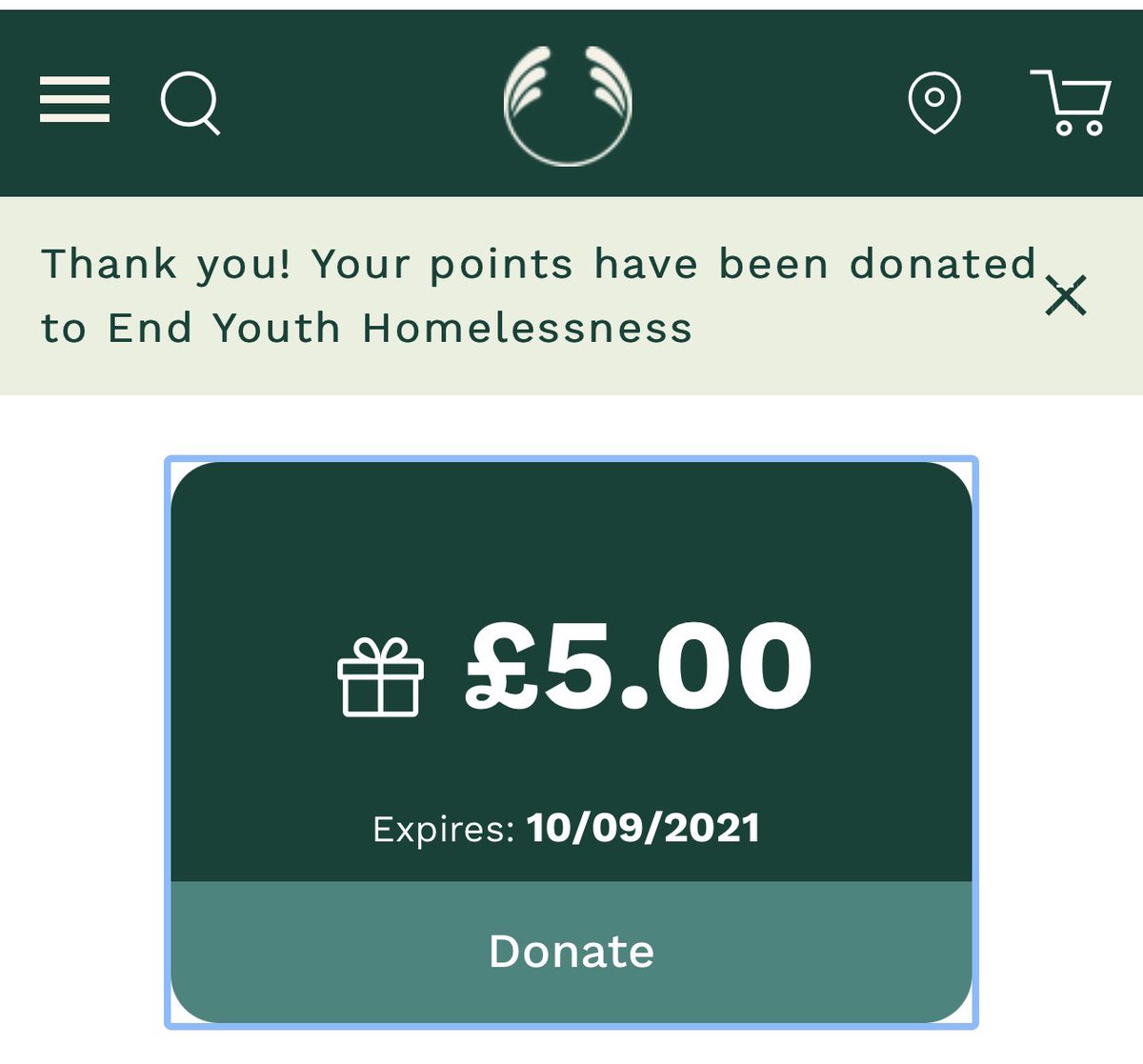 Big thanks to #BCorp @TheBodyShopUK for suggesting I donate my reward voucher to one of their partner charities, rather than spend it. What a great scheme and example of using #BusinessAsAForceForGood