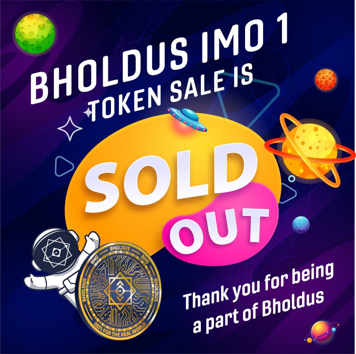 bhonetwork's tweet photo. 🎉 IMO ROUND 1 IS SOLD OUT IN 25 MINUTES 🥳
Congrats to anyone who have successfully purchased $BHO !!!

#BHOLDUS #IMO #PublicSale #Motivation #DeFi https://t.co/Ab5mBBsQXE