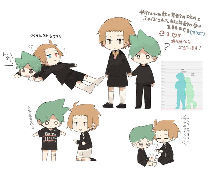 身長比較のtwitterイラスト検索結果