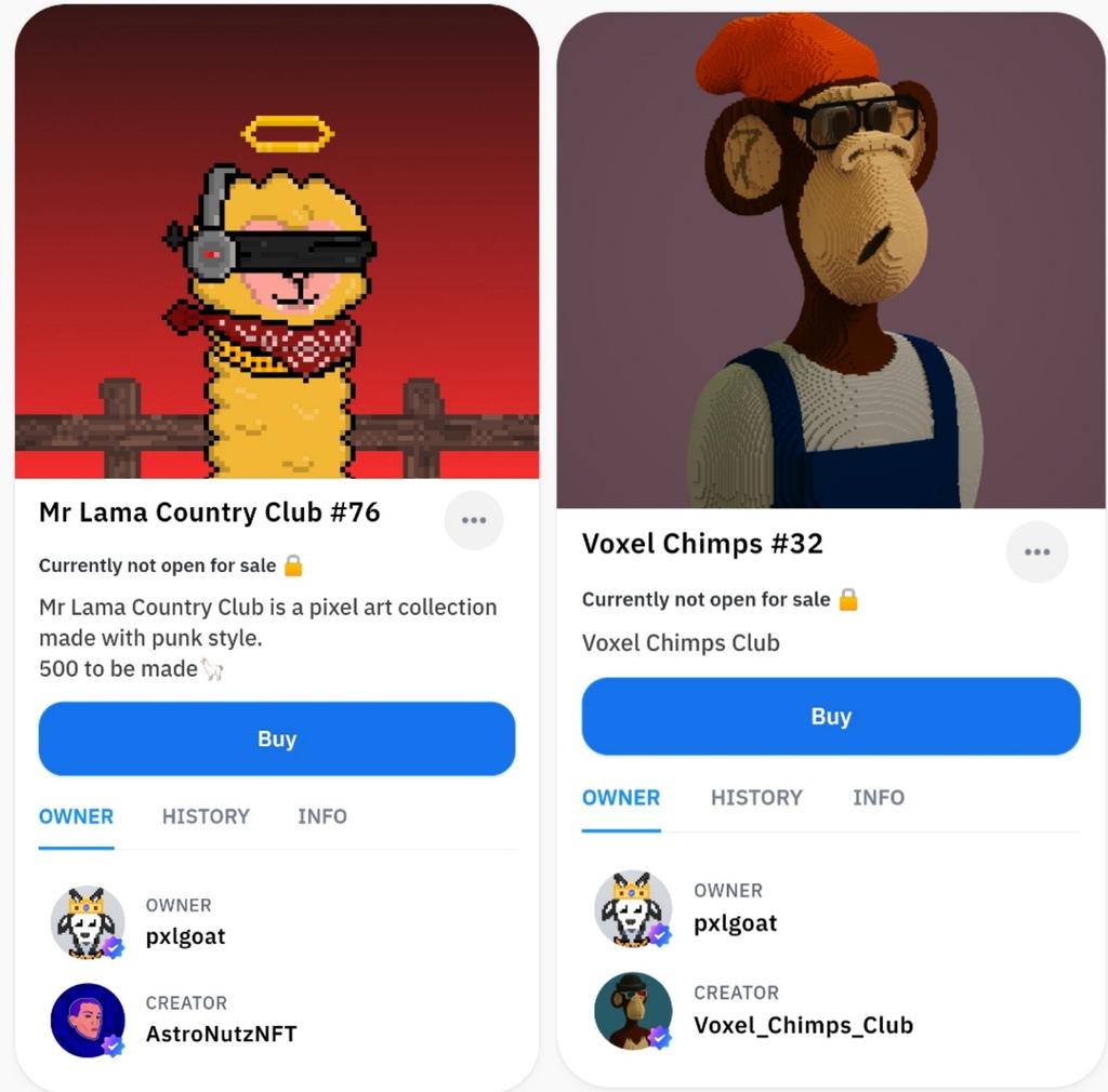 0xPXLGOAT's tweet photo. If u're in NFT space don't miss this projects. Ones of the hottest I've ever seen on @airnfts

Lamas by @AstroNuts69 🦙
Chimps by @VoxelChimpsclub 🦍

NFA. 

#nft #NFTs #airnfts #NFTartist #NFTartists #nftcollector #bsc #pixelart #airNFTsfamily #VoxelChimpClub #ChimpsAllTheWay https://t.co/Az0OF5iJQ4