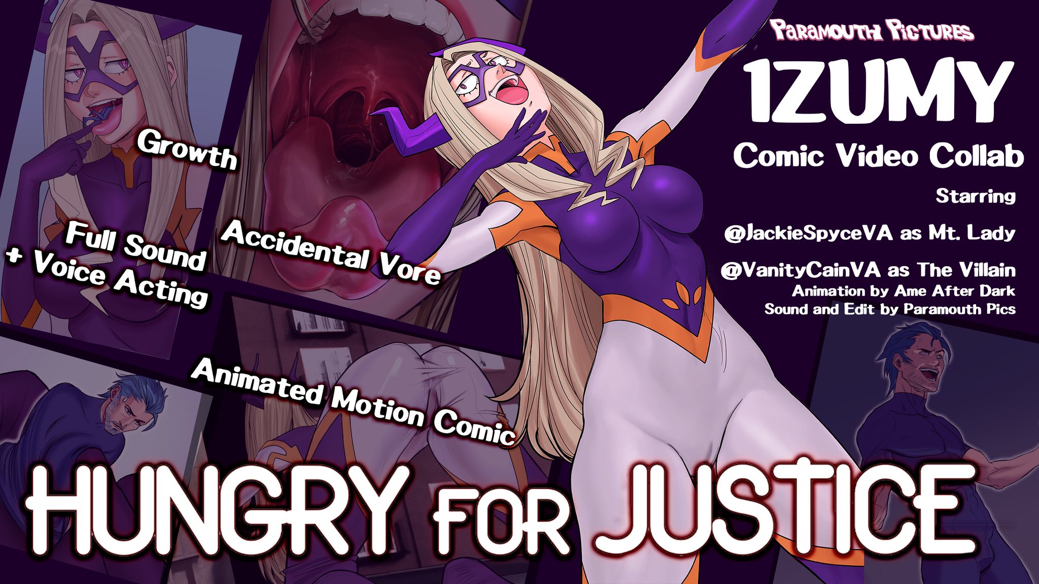 Paramouth Pictures on X: MOUNT LADY VORE VIDEO COMIC! collab with @1ZUMY1  Mt.Lady is forced to use highly unorthodox interrogation tactics on a  slippery new villain @JackieSpyceVA as Mt. Lady @VanityCainVA as