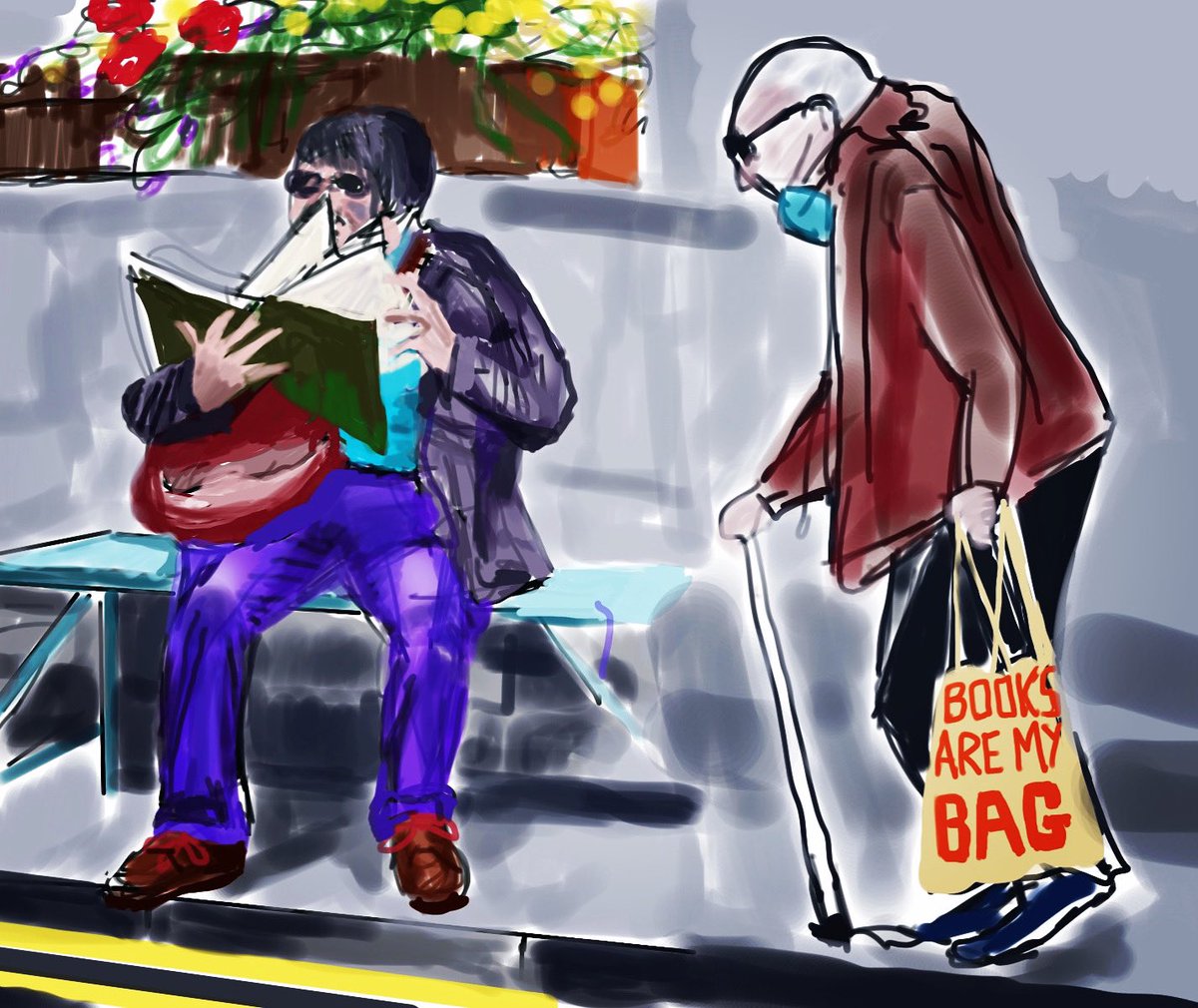 #hayonwye Market Day with the coolest bag ever #walktosee #portrait #drawingfromlife