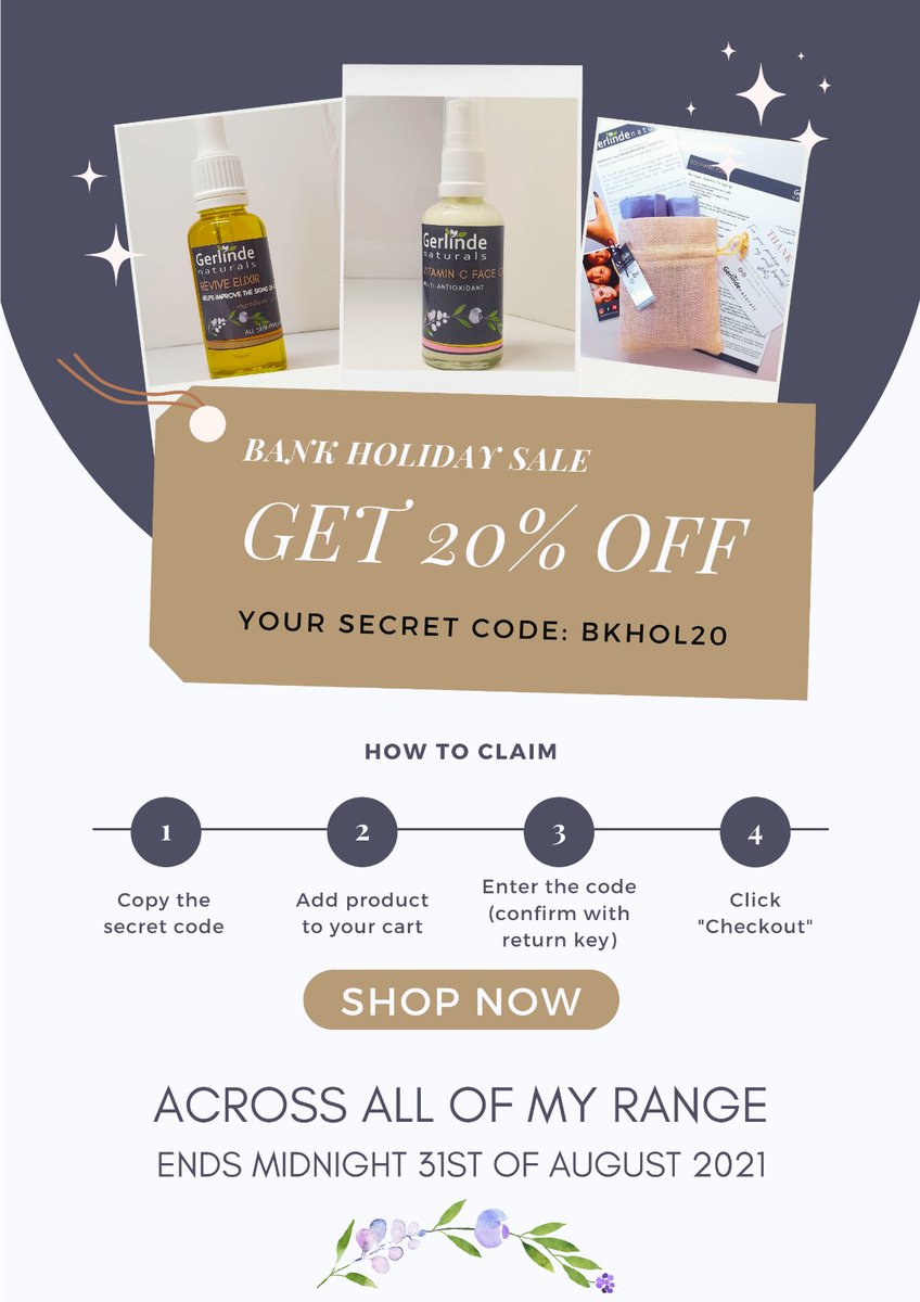 GerlindeNatural's tweet photo. August Bank Holiday Sale 🌞 20% OFF 🌟 - https://t.co/CuU2kdaGpI https://t.co/WKsSqxL9bD