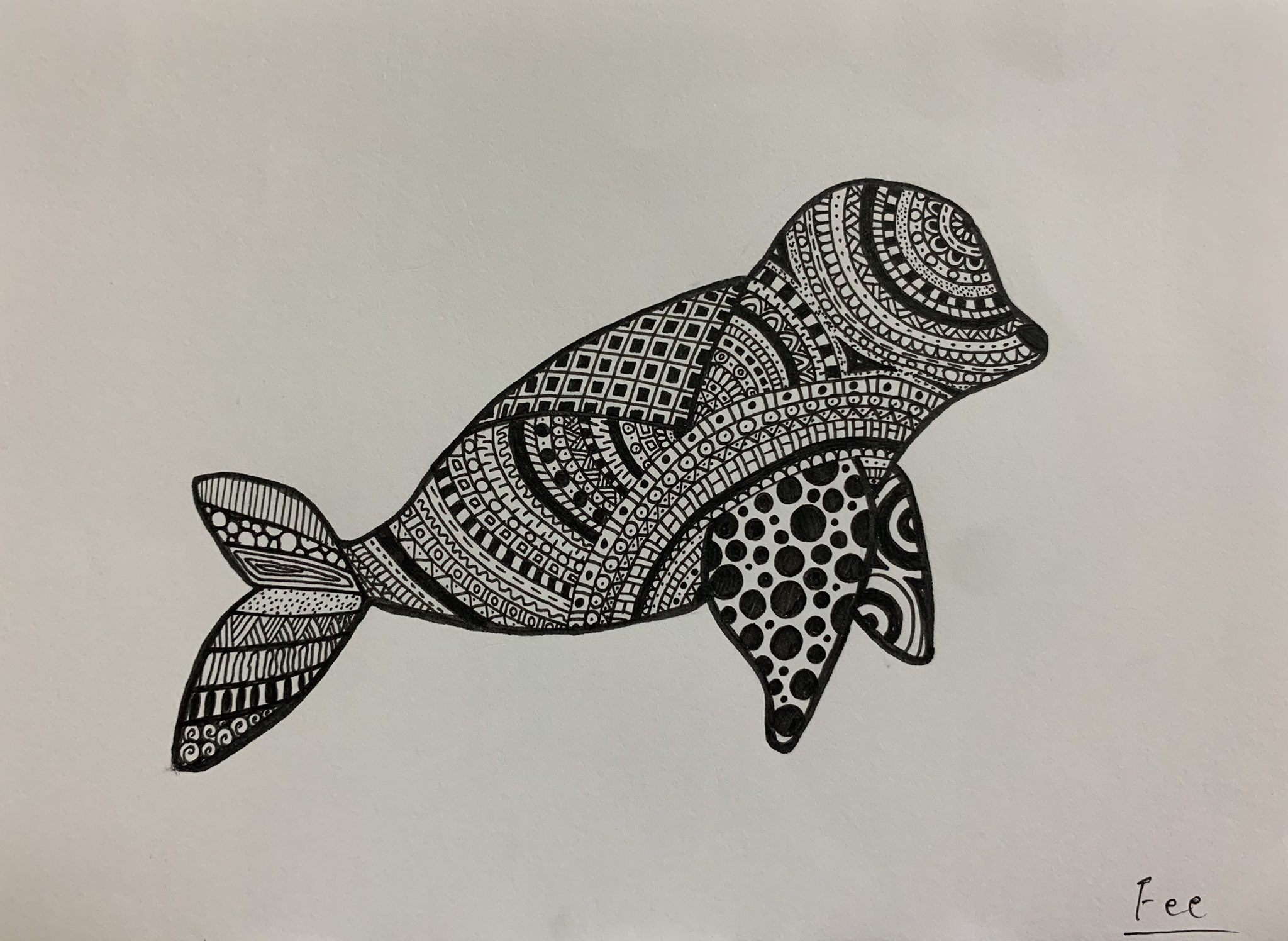 Fee🧚‍♀️ в X: „あざらし #ゼンタングル #ペン画 #細密画
