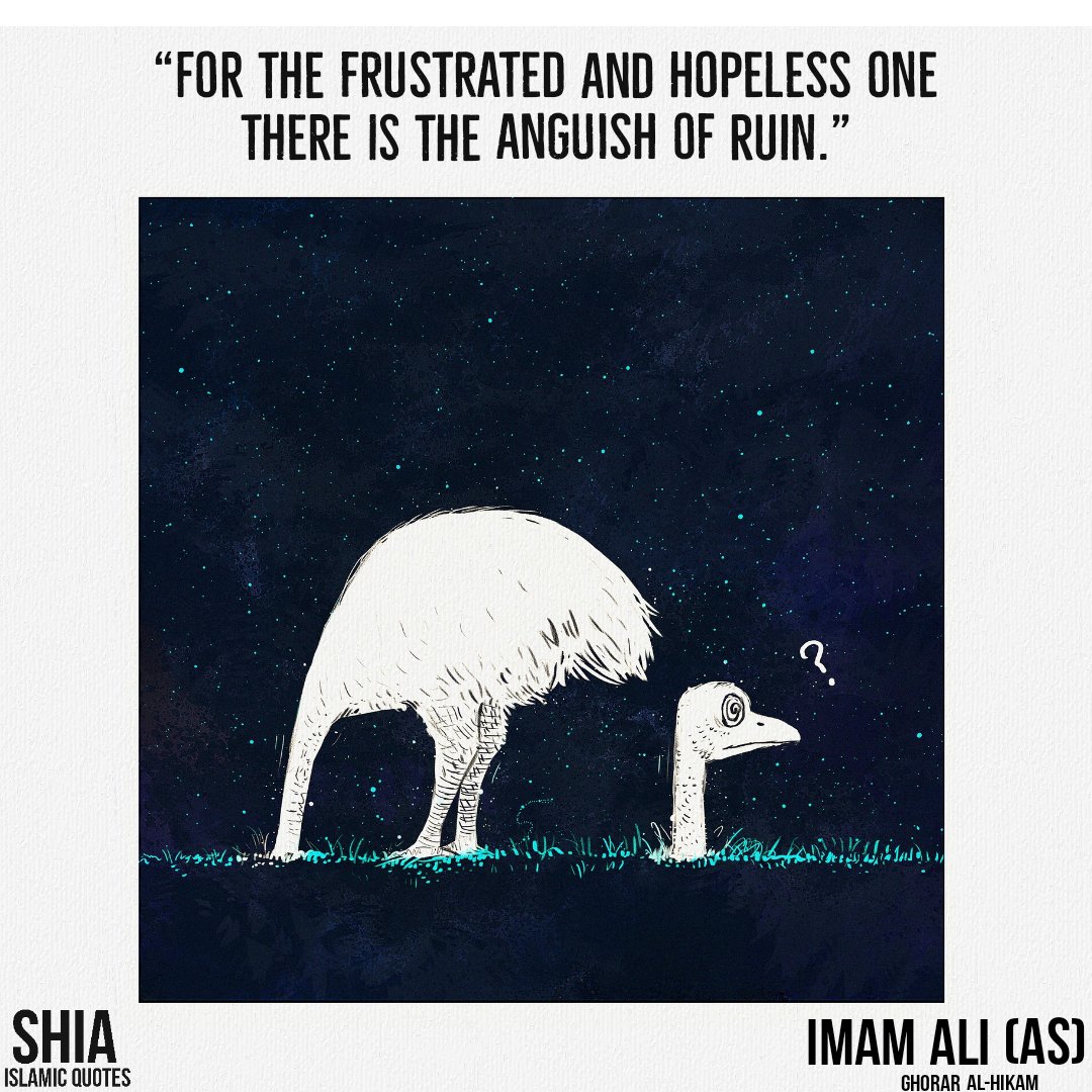 shia_quotes's tweet photo. For  the  frustrated  and  hopeless  one  there  is  the  anguish  of  ruinImam Ali (as) #CompleteGhorar https://t.co/O0Y0OiD6ek