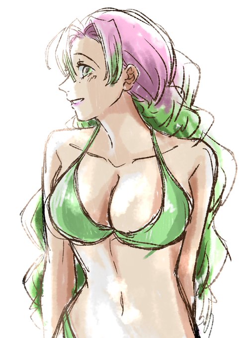 にとさんがTwitterに投稿した甘露寺蜜璃(鬼滅の刃)のイラスト。