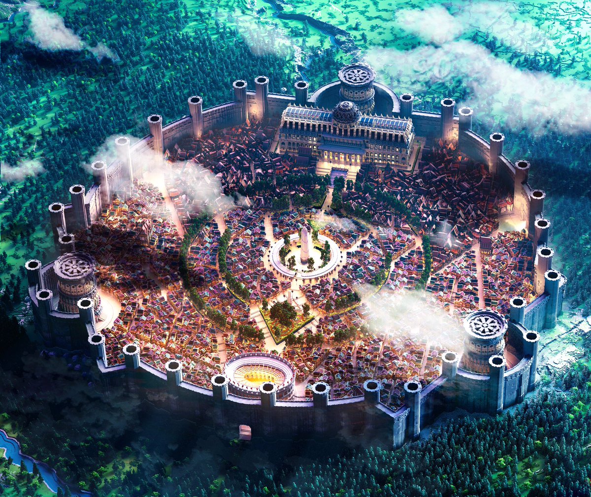 Another render of our most recent project—City of Lithonia. This 900x900 behemoth Minecraft city features a city hall, 3 guard towers, a coliseum, 2 market boulevards, and custom interiors in every building. 

🏠 3,043 buildings
📆 84 days 
🕦 1000+ hours

varunabuilds.com/city-of-lithon…