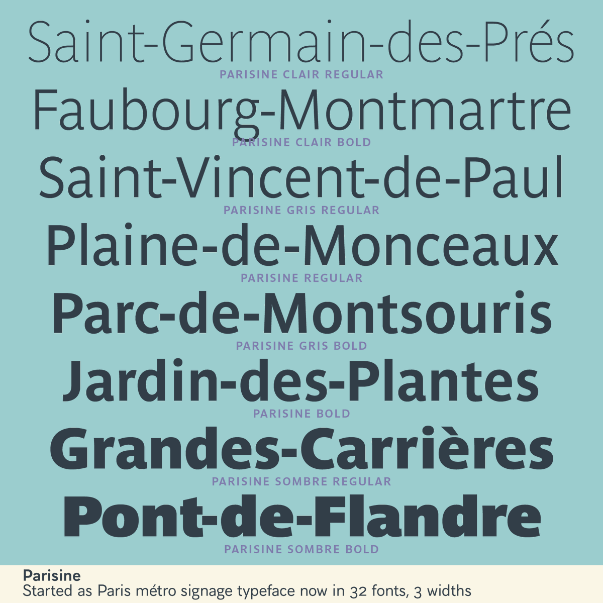 typofonderie's tweet image. 👋Parisine was born as a signage typeface used in the Paris métro and buses (RATP). The f is designed “large” to improve its visibility in words, but shorter in front of the i and l to avoid a ligature that would look strange to users at this size.
typofonderie.com/fonts/parisine…