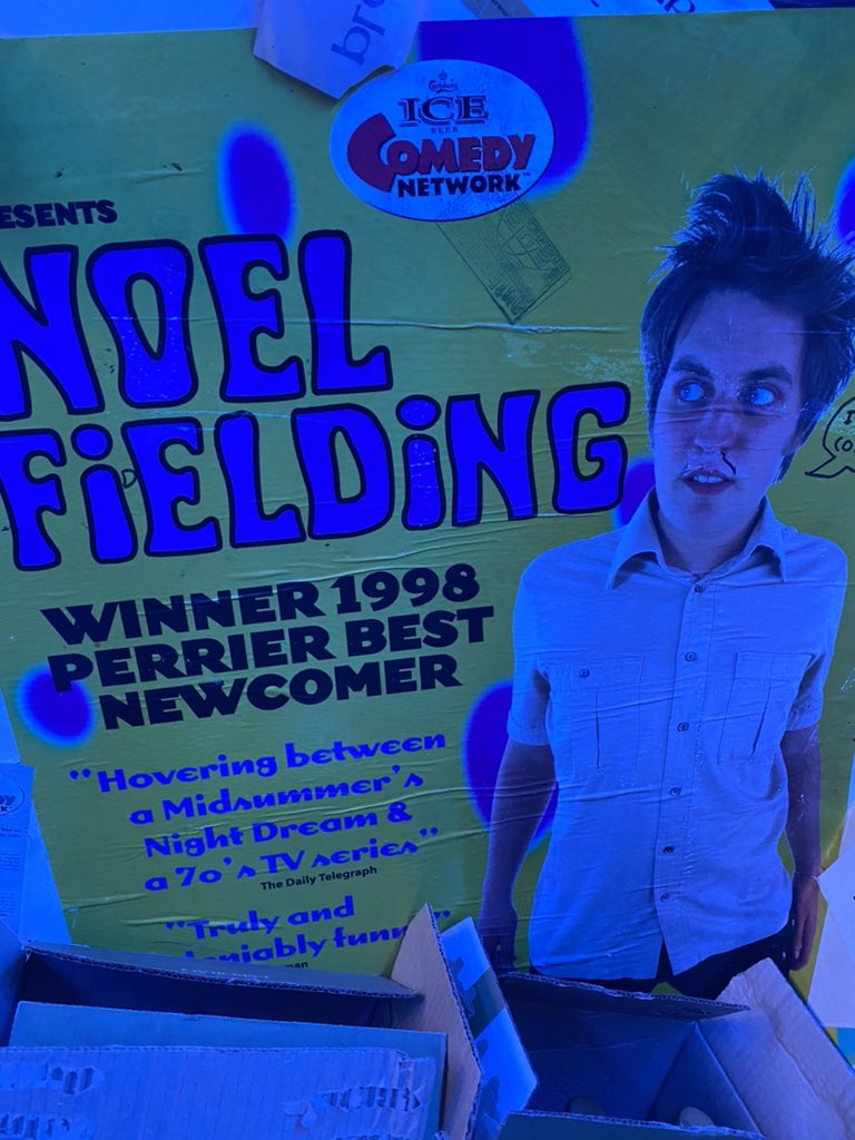 One of the joys of being back in Edinburgh: the dressing room of the legendary Pleasance Cabaret Bar, still decorated with posters from 1999. Noel Fielding looking like an infant here: