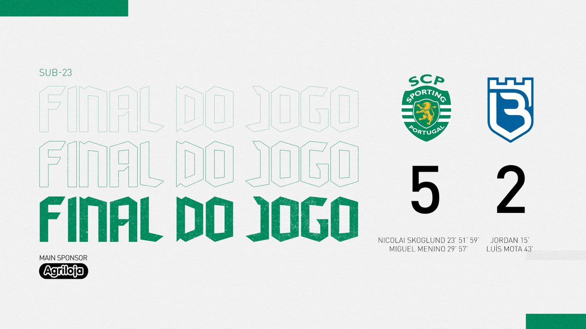 SportingCP's tweet photo. #Sub23SCP | ⏹️ FINAL DO JOGO:
Grande vitoria dos nossos Leões, na 2.ª jornada da #LigaRevelação ⚽️
#SCPBFS | 5-2 | #LigaRevelação https://t.co/x6idozhcwL