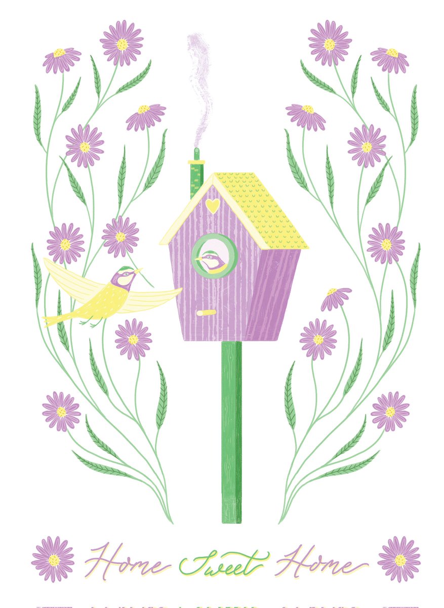 FM_Illustration's tweet photo. #newhomecard design, which of course had to feature #birds and #flowers 💚

#illustrator #artlicencing #illustration #greetingscard #HomeSweetHome https://t.co/4H89JbFuxU
