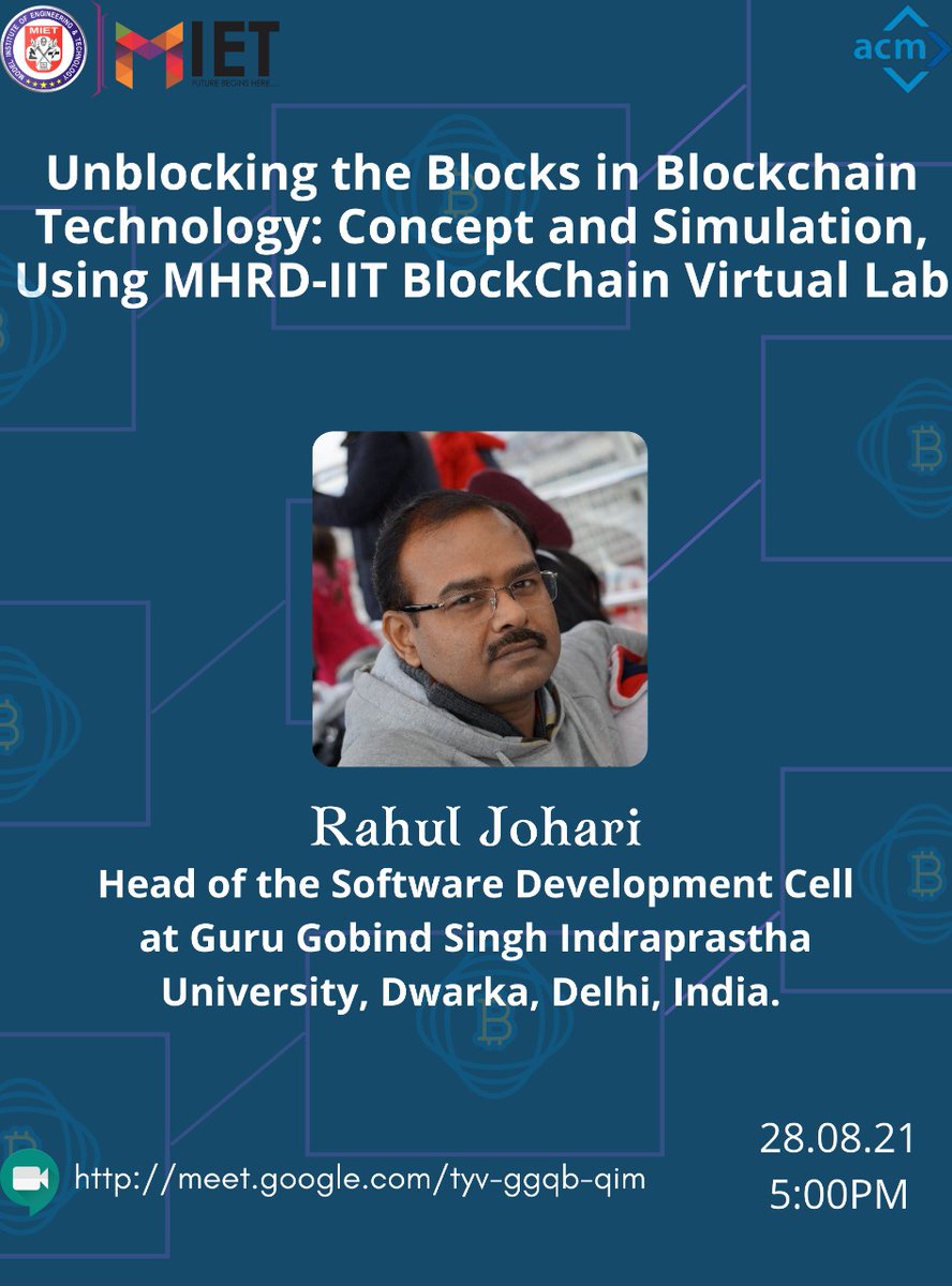 miet_acm's tweet image. Don't miss the opportunity, the tech talk has been started. Do join us with the provided link to know more about the Blockchain technology.
meet.google.com/tyv-ggqb-qim
