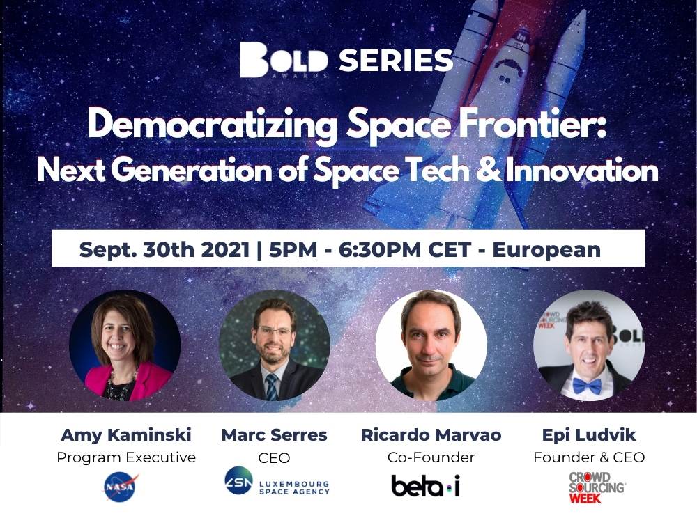 Bold_Awards's tweet photo. The seeds of capitalism are spreading to outer space!🚀
Join us in our next BOLD Series on Democratizing Space Frontier: Next Generation of Space Tech &amp; Innovation. 
Tickets are FREE for a limited time only! https://t.co/BkNoqJrwx8
#beBOLD #spaceseries #spacetechinnovation #event https://t.co/qbKEsqlXaC