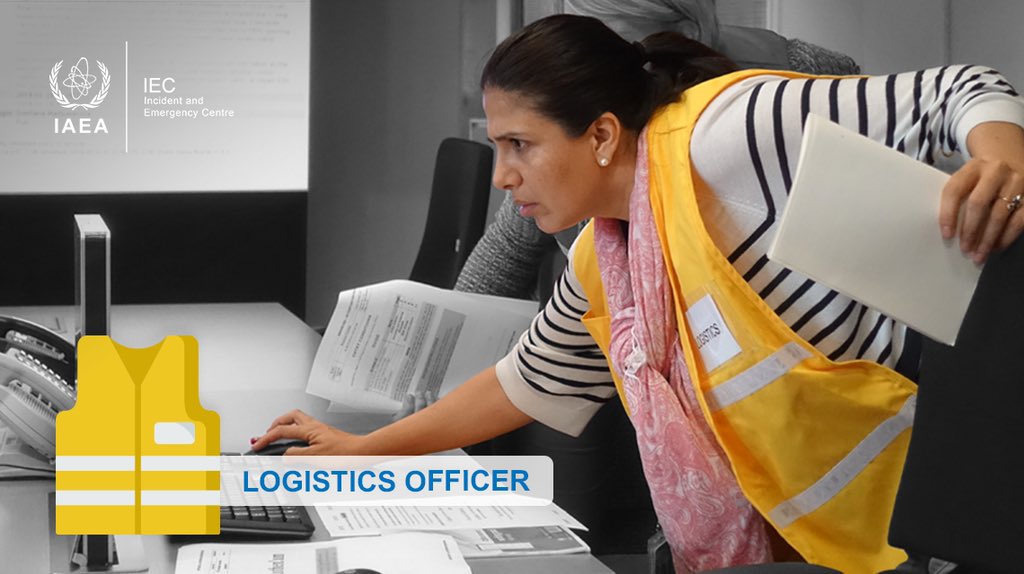 IAEANS's tweet photo. #IES logistics officer
🦺 manages the staffing for all positions, for all shifts in emergencies.
🦺 makes sure @iaeaorg staff &amp; international experts on Assistance Missions ✈️  reach their destination as quickly as possible in an #emergency https://t.co/Hk0qASXtA8