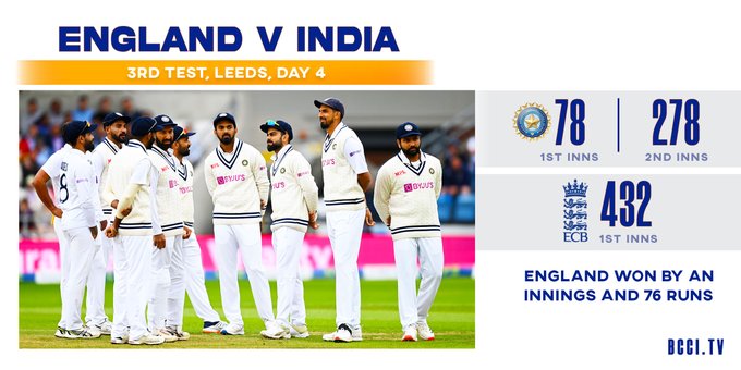 Ind vs Eng 3rd test summary. BCCI twitter.