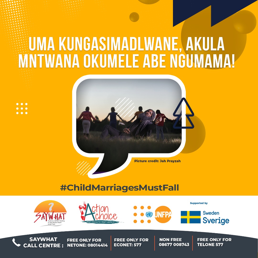SAYWHATOrg's tweet photo. Yekani abantwana bakhule, bekeleni balungisise ikusasa labo.
#ChildmarriagesMustFall
@SwedeninZW @UNFPA_Zimbabwe @AdultRapeClinic https://t.co/iSkldpACXH