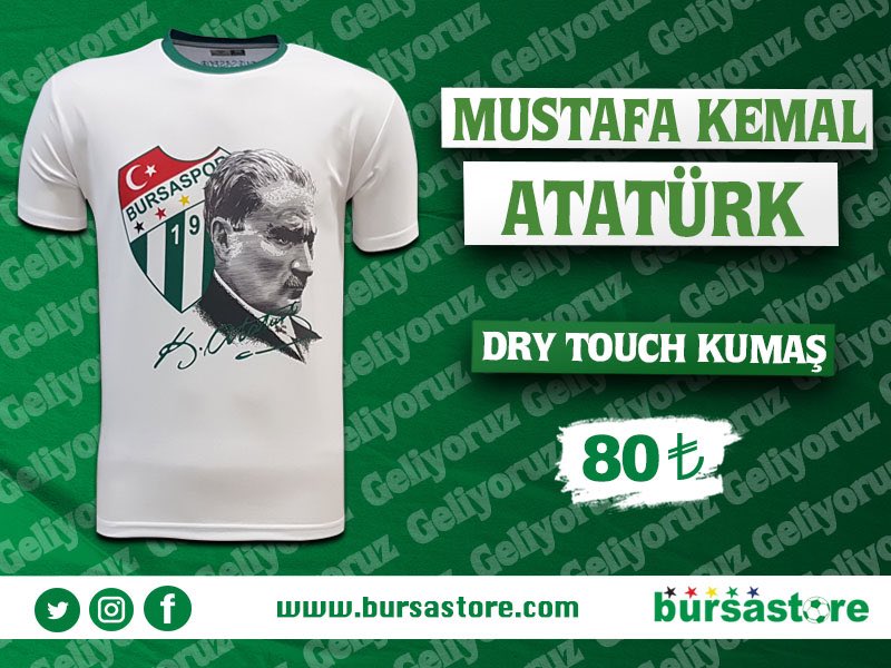 SaddamTeksasli's tweet photo. Yeniden stoklara gelen MUSTAFA KEMAL ATATÜRK Tshirtleri tükendi!!! Yeni bi stok daha açılacak. Büyüksün Bursaspor Taraftarı! https://t.co/lLDzs6Mq37