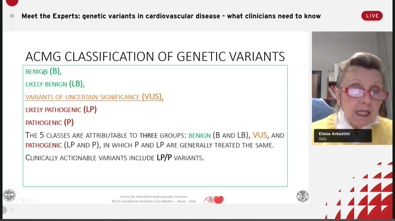 SilCastelletti's tweet photo. #ESCCongress #Genetic in #CVD diseases - Prof Arbustini explains #genetic testing basic principles
‼️Not all #genetic variants are the same:
✅benign
⁉️uncertain significance
⚠️disease-causing 
🩺cardiologist can help to variants' classification
👨‍👩‍👧‍👦Familial evaluation is important https://t.co/z3c5zwPkBQ