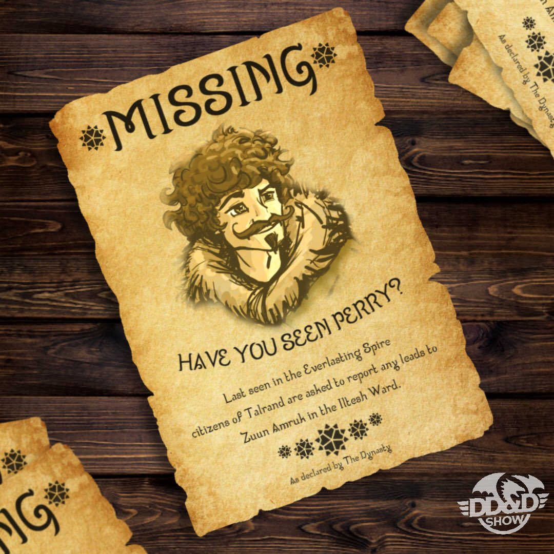 ddndshow's tweet photo. Where’s Perry? Find out more as we return to the main campaign on Sunday Sept 19 at 2PM EST on the home of the @ddndshow https://t.co/5NC2e1OjI4 #dndlive #dndpodcast #dndactualplay https://t.co/bF5fbYZIIa