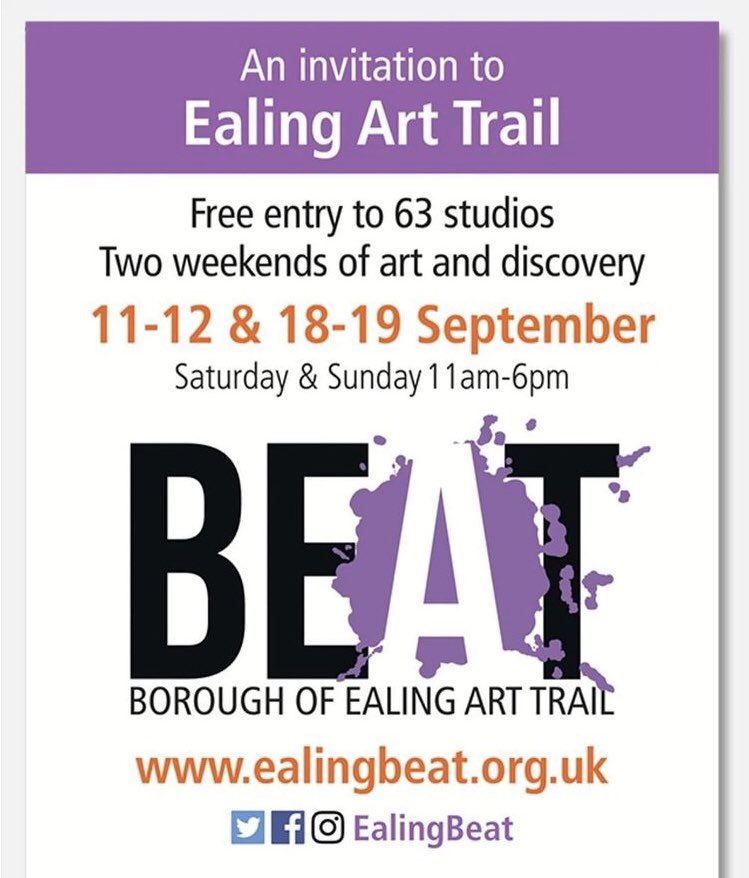 Count down begins for this year’s Borough of Ealing Art Trail and Open Studios. Download the app at beat2021.goodbarber.app