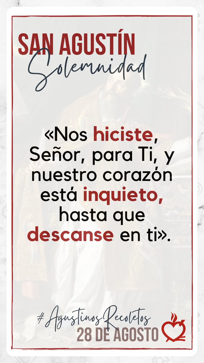cfrayluisdeleon's tweet photo. ¡Celebramos hoy la Solemnidad de Nuestro Padre San Agustín!📖❤️ https://t.co/D6wKqnxBlJ