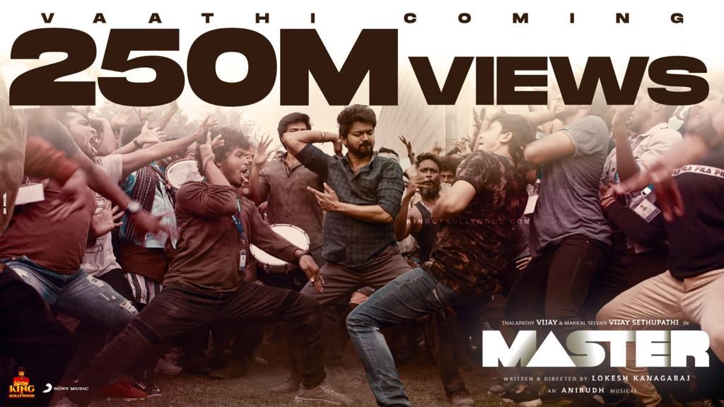 Vasanth_Master's tweet photo. 2️⃣5️⃣0️⃣M Views For Vaathi ' s Arrival 💥 Highest Viewed Song From Thalapathy @actorvijay ' s Career 🤩

@Dir_Lokesh @anirudhofficial
@VijaySethuOffl #Master #Beast #250MforVaathiSupremacy https://t.co/h7QujPk5UW