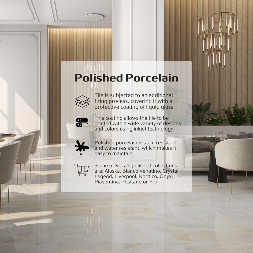 rocatileusa's tweet image. #Tile101 Have you ever wondered what's the difference between glazed, polished and color body porcelain? Swipe left to find out!