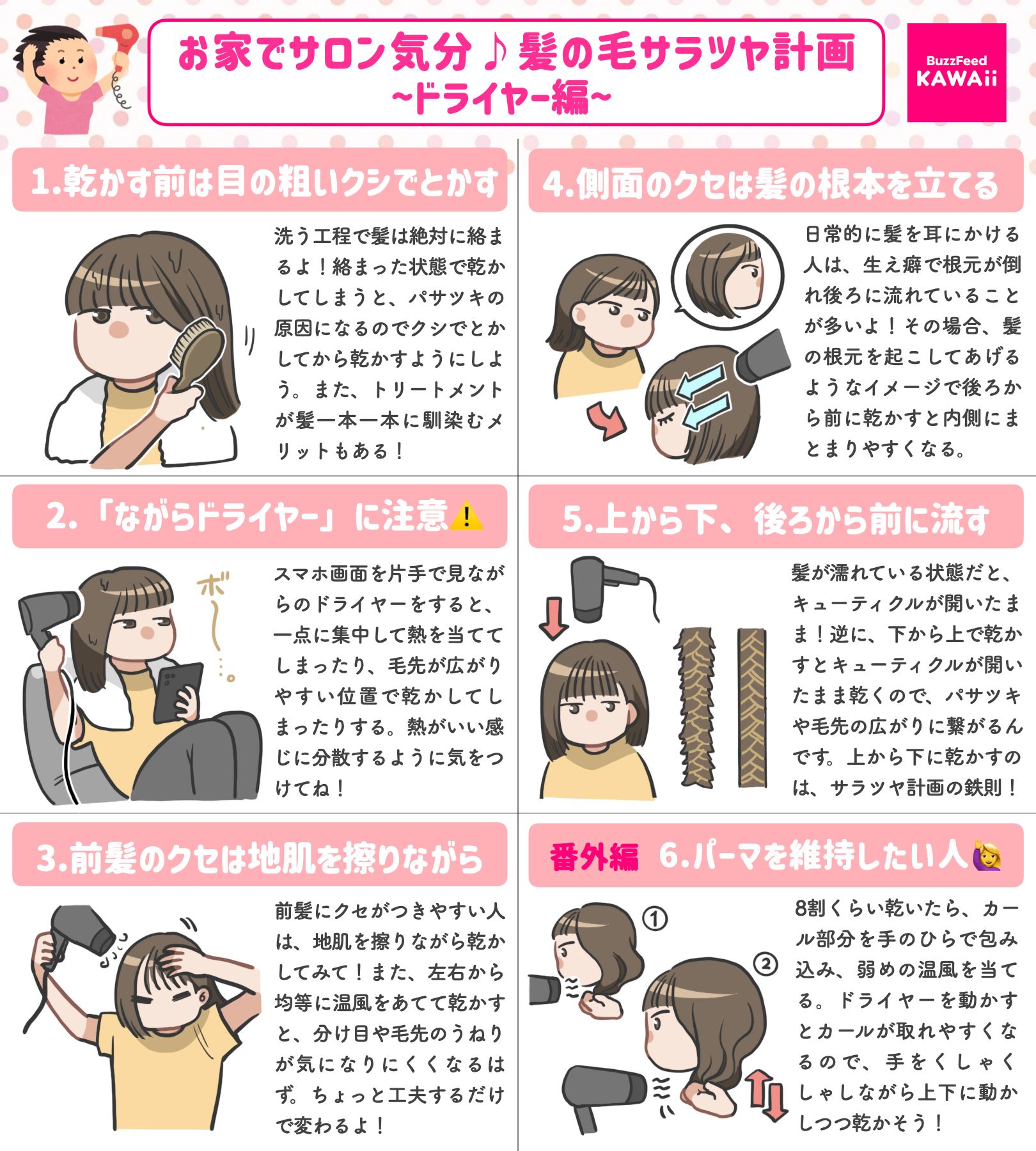 Buzzfeed Kawaii 髪の毛サラツヤ計画 ドライヤー編 をまとめました 同じドライヤーでも少し意識して髪を 乾かすと仕上がりが全然違うんです T Co Zwjn5rvxzj Twitter