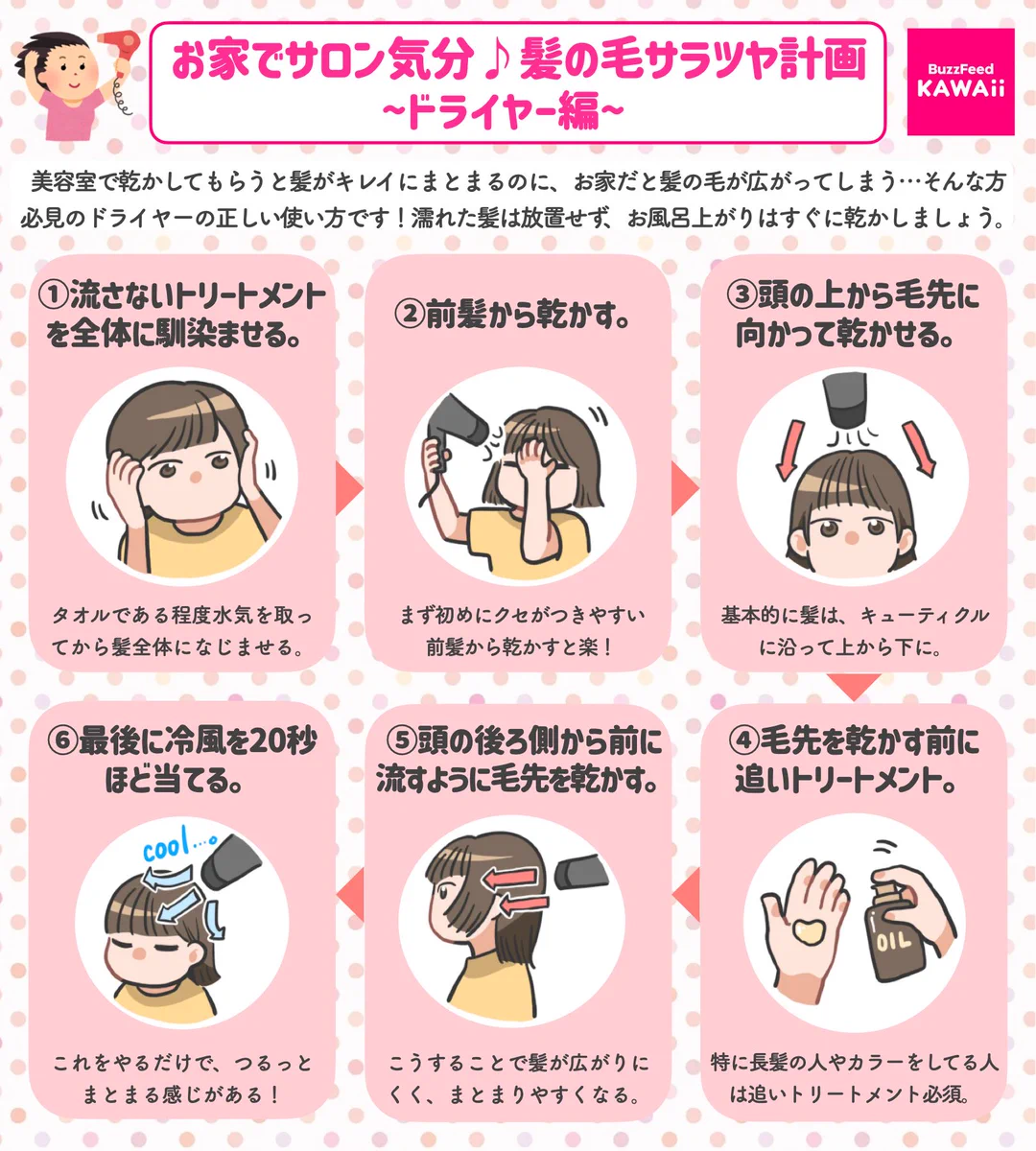 やり方次第で仕上がりが違ったものに？！女性必見、ドライヤーの使い方を紹介したツイートが話題に！