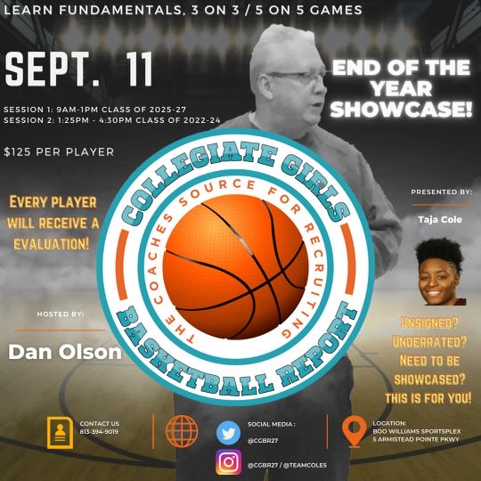 Players! Unsigned? Under the radar? Get to the BooPlex and let’s hoop! Go to girlsbasketballreport.com to register!