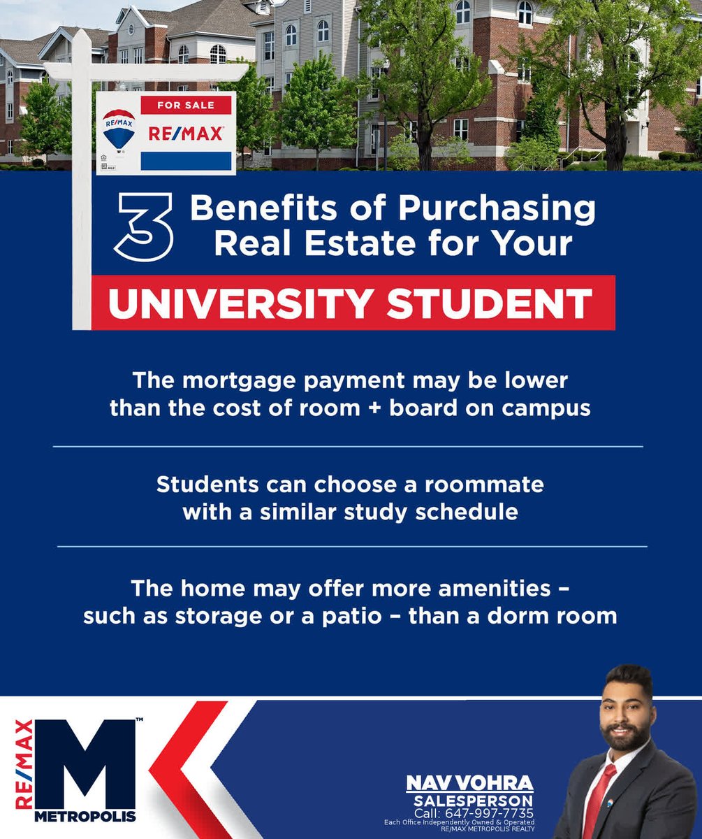 NavVohraRealty's tweet photo. Would you purchase real estate for your university student? 🏡 https://t.co/06j4VllJXg