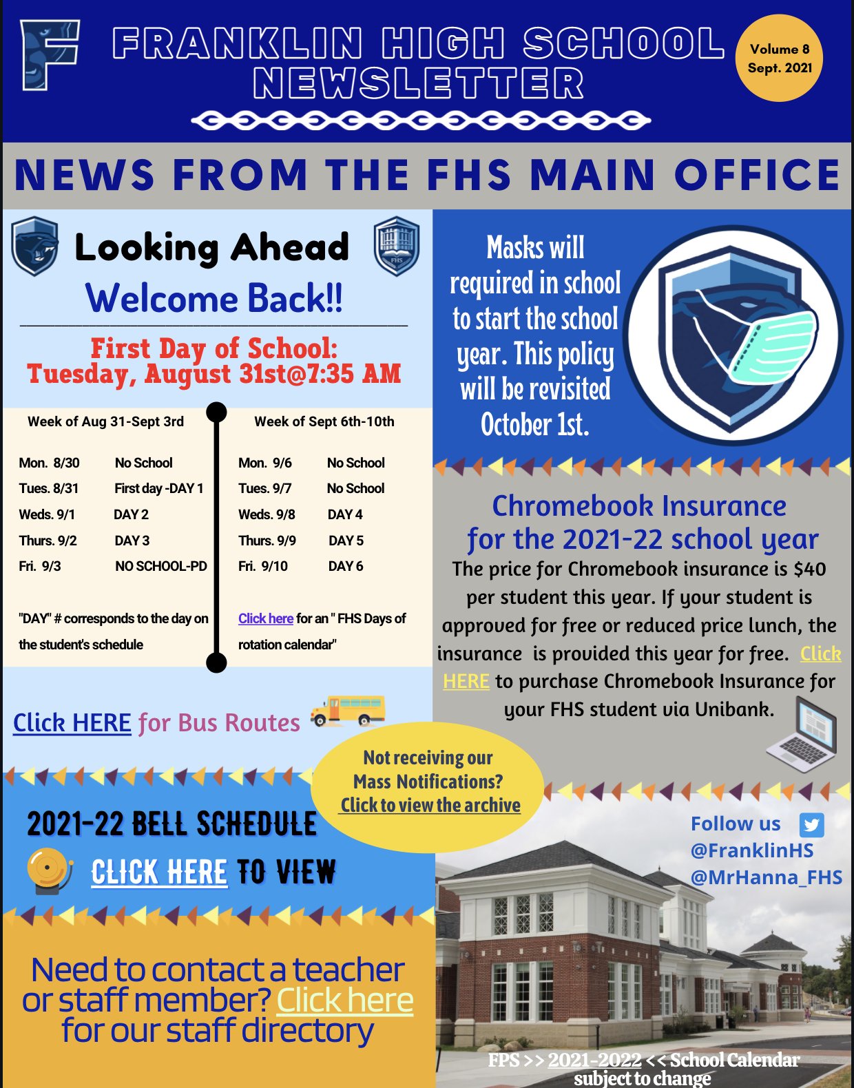 Franklin High School: Back To School Newsletter