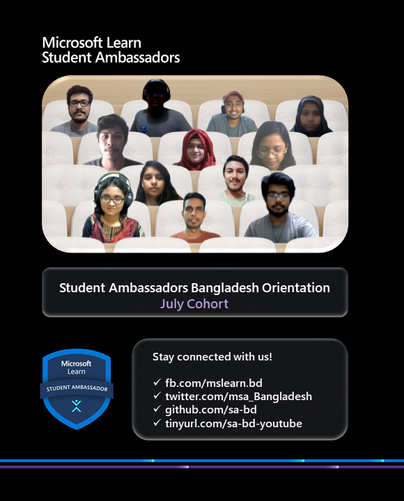 msa_bangladesh's tweet photo. July intakes, this goes for you! ⭐
Once again we are reinforced with the values of leadership, learning and development to promote tech for a sustainable future. 🚀

📰 Press release is out: https://t.co/jkZCsDq0nn

#SAInspireBD #MSFTStudentAmbassasdors #MSLearn #CommunityPower https://t.co/BeU4SbSnR7