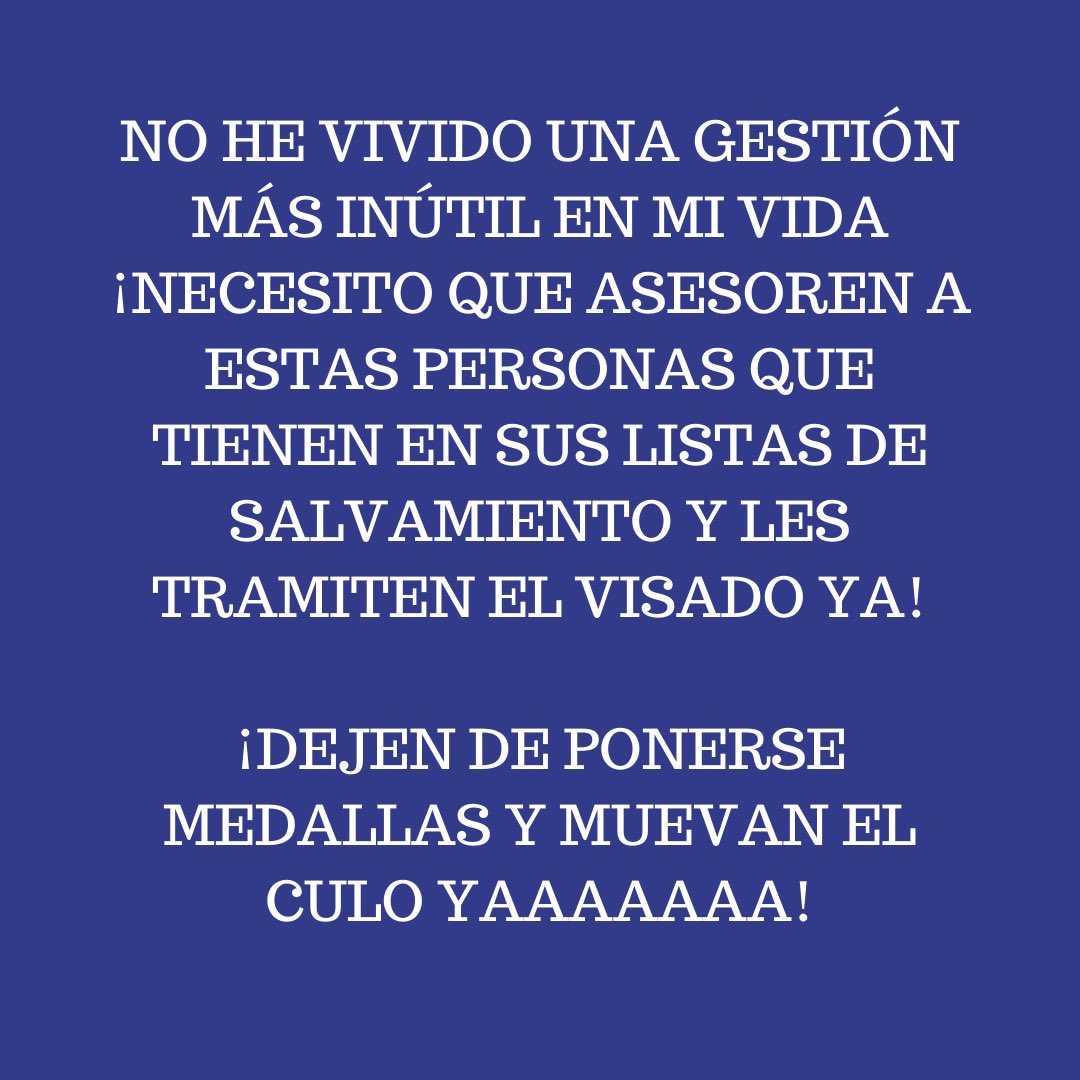 Protesta,mala gestión y administración de <a href="/MAECgob/">Ministerio de Asuntos Exteriores, UE y Cooperación</a> <a href="/jmalbares/">José Manuel Albares</a> . Ustedes tienen una lista de evacuación, Pero no han tramitado los visados de estas personas, después de la toma del aeropuerto de Kabul como no tengan Visado esta gente se queda en Kabul. Hagan el favor🥵🥵RT ¡Ya!