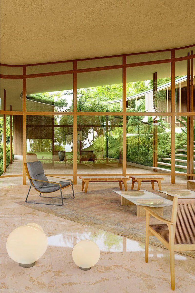 designboom's tweet image. a monumental roof plane encloses the clustered volumes of brazil's taperá house. designboom.com/architecture/v…