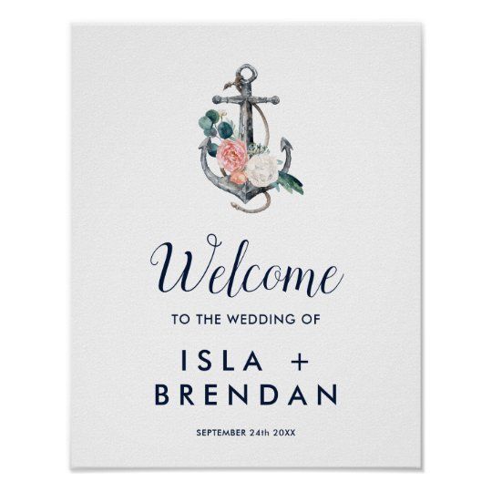 MiriamKokolo's tweet image. zazzle.com/floral_anchor_… #wedding #weddings #bride #weddingstationery #weddingideas Floral Anchor | Summer Wedding Welcome Sign for a nautical beach theme wedding reception. Click to customize with your personalized det