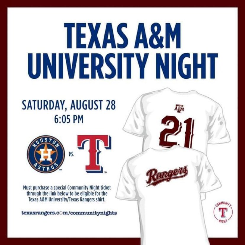 enFOURcerFA2k6's tweet photo. Excited for this tonight!!! Not the game but just seeing all my peeps 😀 #BeattheCheatersIGuess #IDontEvenLikeBaseball #AggieNight https://t.co/rMekNnv682