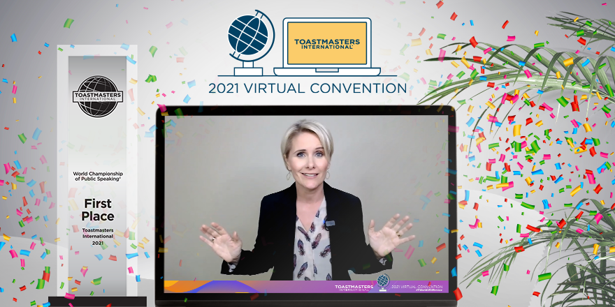 Toastmasters's tweet photo. Congratulations to the New World Champion!
Verity Price is the 2021 World Champion of Public Speaking! Verity, from District 74 won with a speech titled, “A Great Read.”
https://t.co/UsTHNlanDO
#TIWorldOfDifference https://t.co/syiVAoj7jO