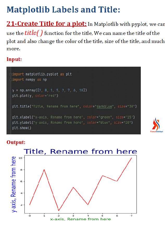CodewithRizwan's tweet photo. Tutorial #21 . . . . . .
How to create Title for the graphs?
#matplotlib #matplotlibpyplot #python #pythonlearning #python3 #rizwancode #pythoncode #programmings #programmer #plot #plots #graph #plot_labels #programmers #plt #line_graph #line_plot #plot_title #title #graph_title https://t.co/KHKaQAe2qV