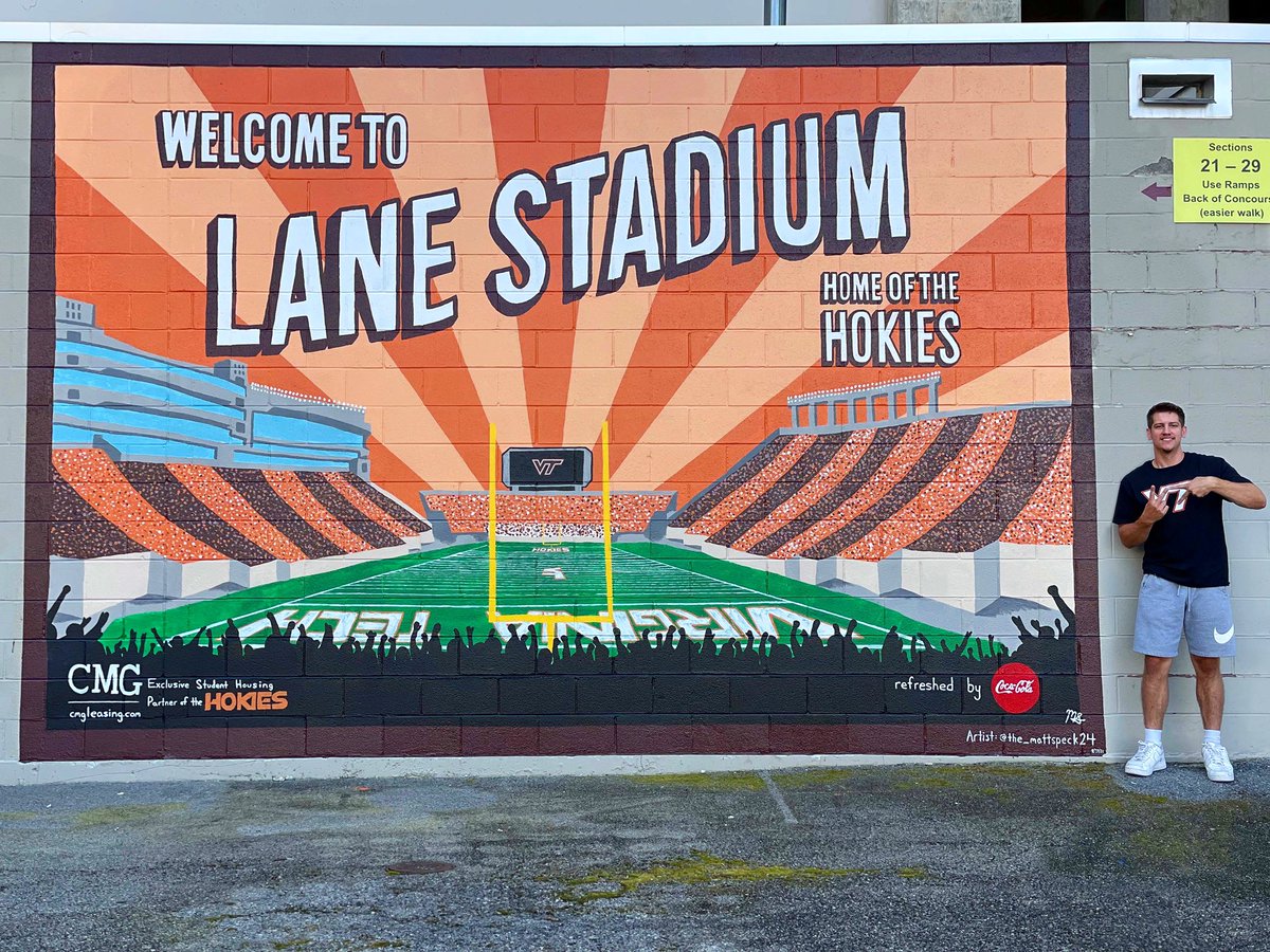 the_mattspeck24's tweet photo. Had the honor of painting a mural on the historic Lane Stadium, home of the Virginia Tech Hokies! Had a lot of fun doing this one! #VirginiaTech #Hokies 

@hokiesports @HokiesFB @virginia_tech @vtnews https://t.co/BUW6tsCCnJ