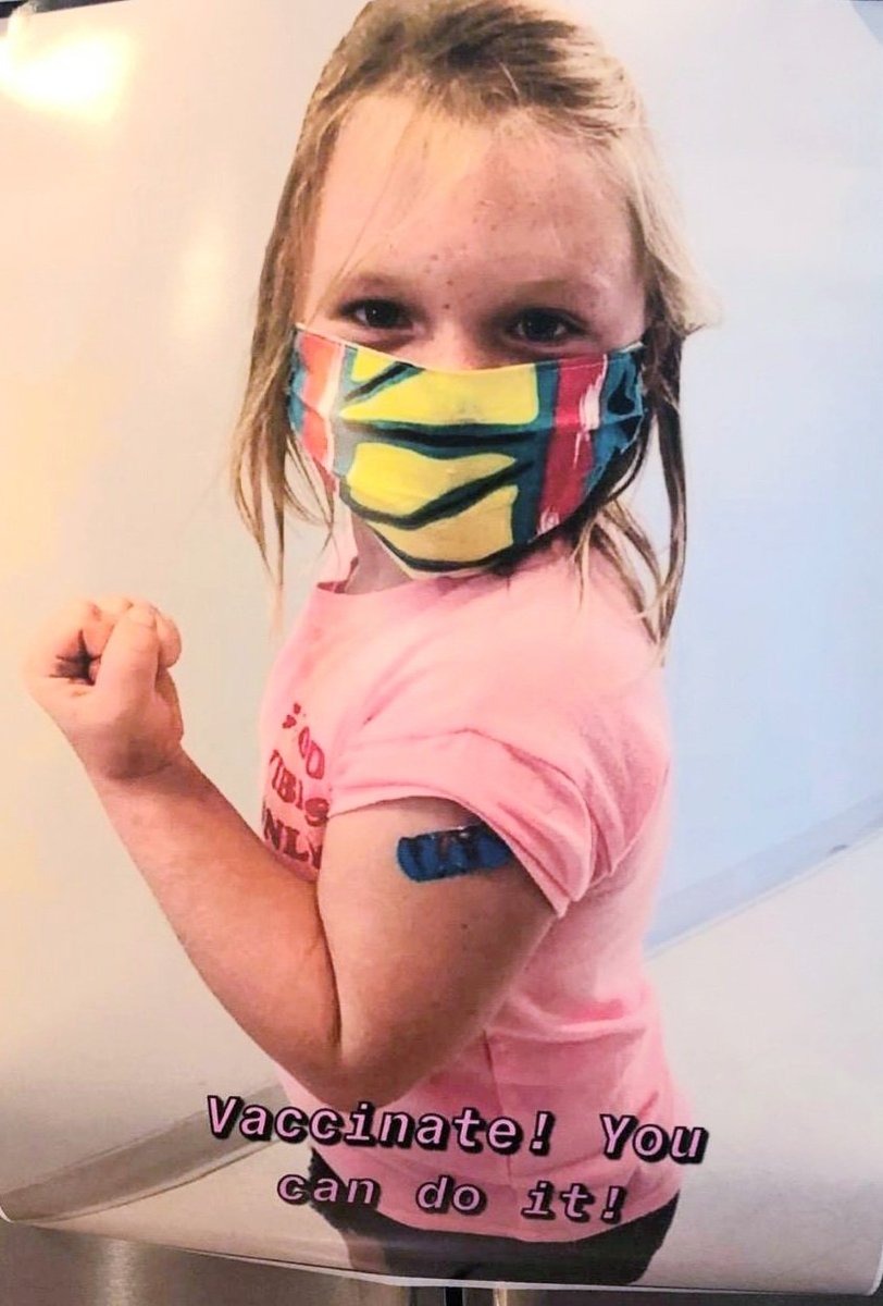 GISDhealth's tweet photo. Nurse Nancy's granddaughter says "Vaccinate! You can do it!" We think she's a smart young lady!❤#GISDStrongerTogether #ChooseGarlandISD #TheGISDEffect @Nursenancy80 # https://t.co/fQwHlG0o2r
