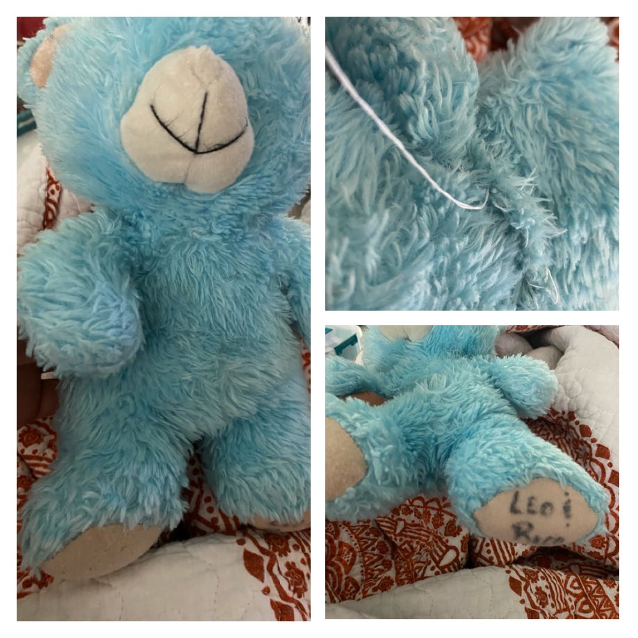 Andrea_Morehead's tweet photo. I’m a journalist with a moonlighting job as a #TeddyBear surgeon. His eyes are gone but there’s no replacing him just because a little stuffing comes out. 🐶 All is well now for Rico and Leo. #SewnUp #BearFromDayOne #FiveYearsOld #ScreenshotSaturday #BetterThanBest #Pink4Ever https://t.co/JlSet8jQkV