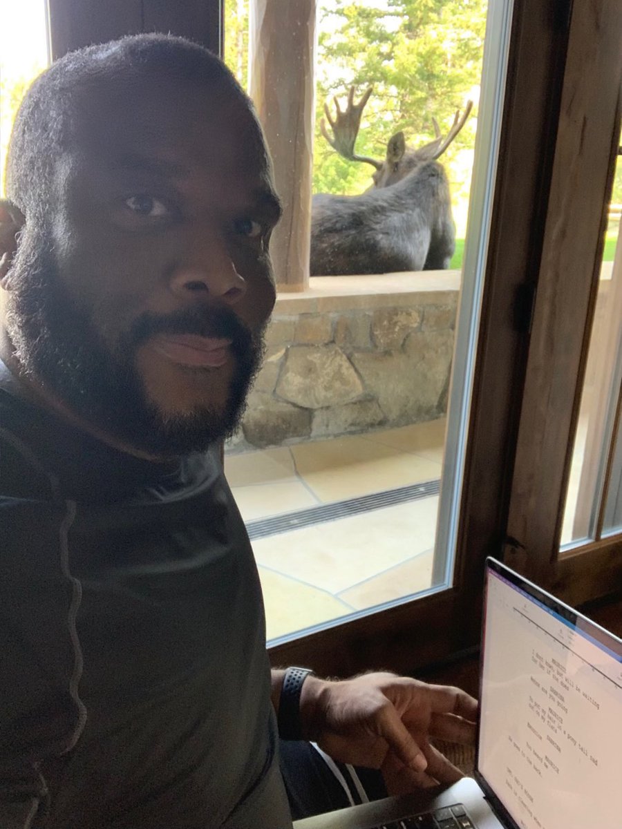 tylerperry's tweet image. Writing season 4 of Sistas. New meaning of working remotely! #SistasOnBET