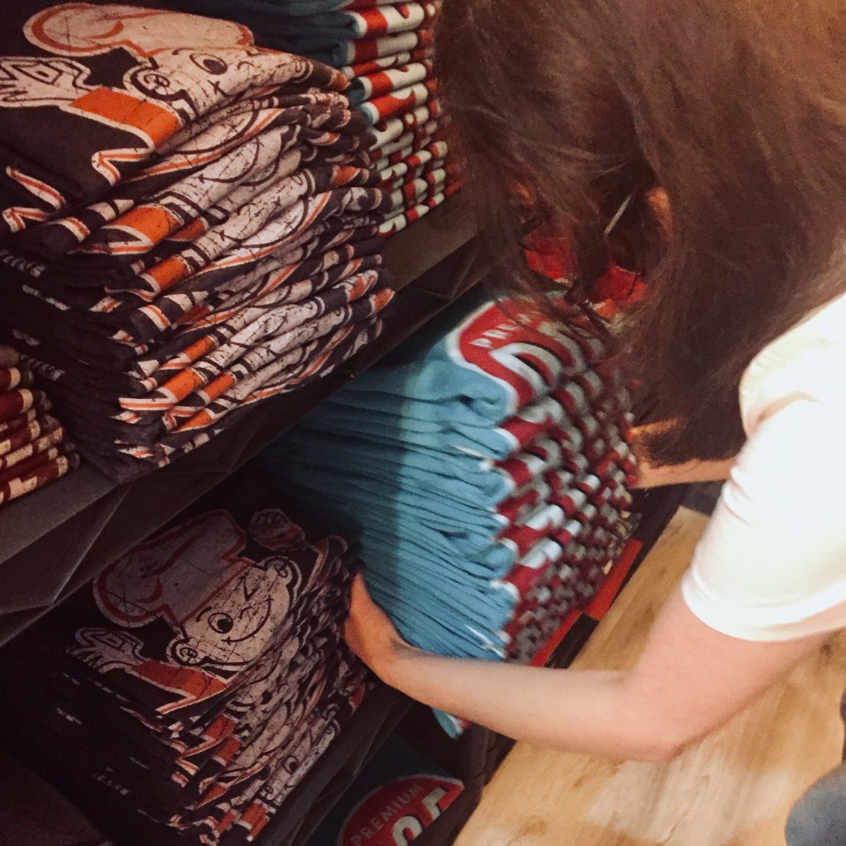 BygoneBrand's tweet photo. Just finished hand folding our bazillionth tee. #flipfold and repeat.
โ
#tees #tshirts #retro #vintage #bygone #bygonebrand #retrotee #cooltees #vintagetee #graphictees #tshirtdesign #tshirtslovers #tshirtbrand #clothingbrand https://t.co/cveGYPjXdd