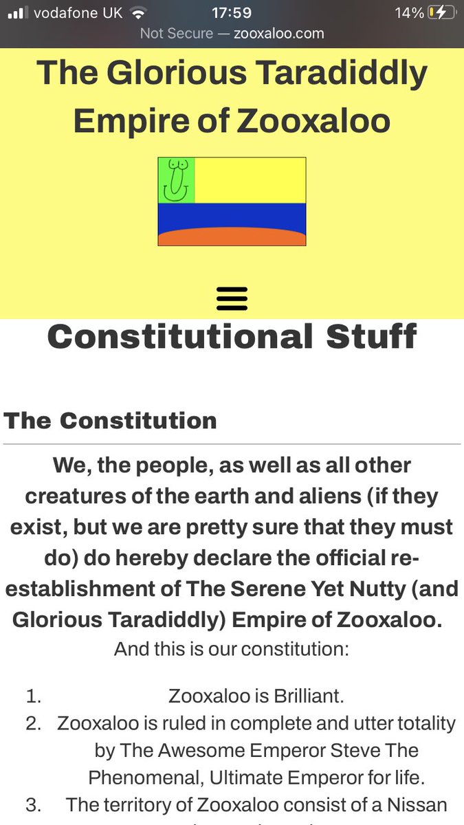 The official Website of Zooxaloo is back online! 
After what we feared was a cyber attack (but may have just been because someone forgot to pay our hosting bill) our website went offline! But now we’re back! Find out all about us on zooxaloo.com 

#micronation #joinus
