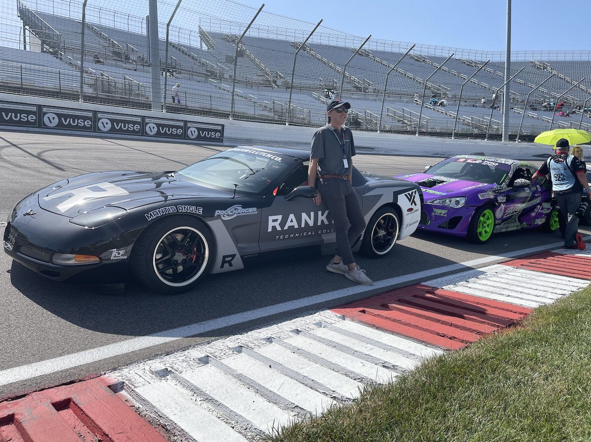 WWTRaceway's tweet photo. Spectacular @FormulaDrift Pre-Race Opening Ceremonies!

@AustinBlairRace will be piloting the WWTR / @rankentech drift car (unveiled this morning) in future events.

Students (pictured w/ Austin) have been tirelessly working on this project car over countless months. 

#FormulaD https://t.co/gfCyZxlKyj