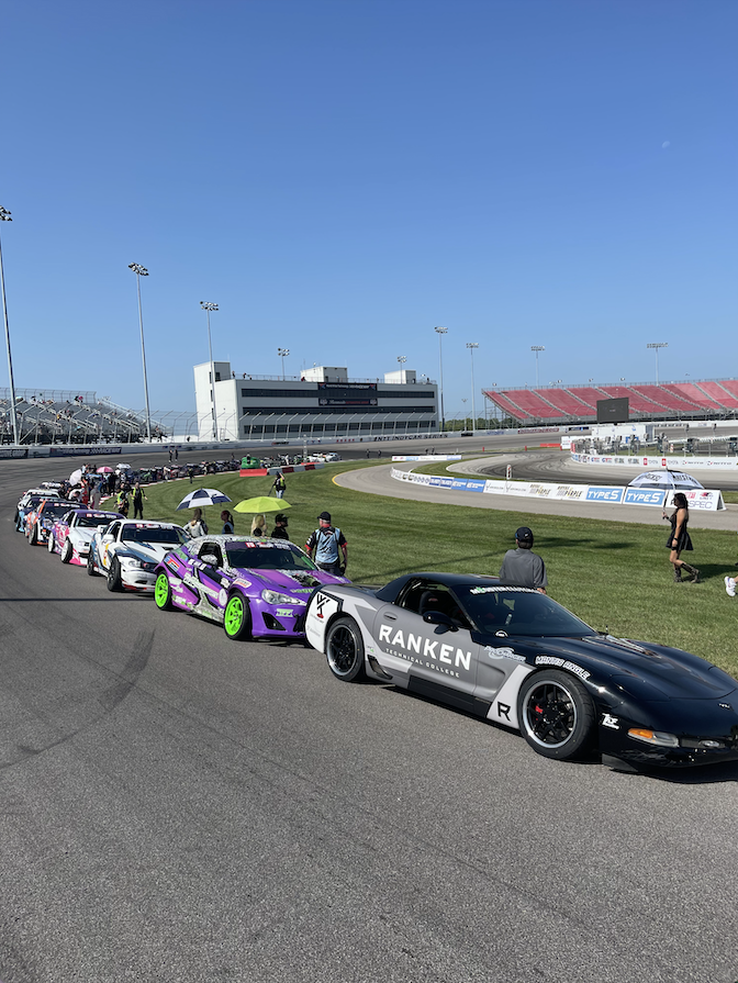 WWTRaceway's tweet photo. Spectacular @FormulaDrift Pre-Race Opening Ceremonies!

@AustinBlairRace will be piloting the WWTR / @rankentech drift car (unveiled this morning) in future events.

Students (pictured w/ Austin) have been tirelessly working on this project car over countless months. 

#FormulaD https://t.co/gfCyZxlKyj