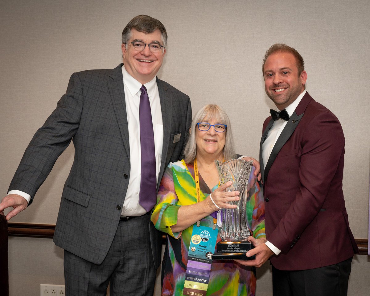 MensaFoundation's tweet photo. President Charlie Steinhice said it best: “Marie Mayer needs no introduction, but she damn sure deserves a tribute. She fundamentally changed the Mensa Foundation.”

Thank you, Marie, for your 19 years of outstanding leadership and dedication to the Mensa Foundation. https://t.co/t8HeFMbLgd