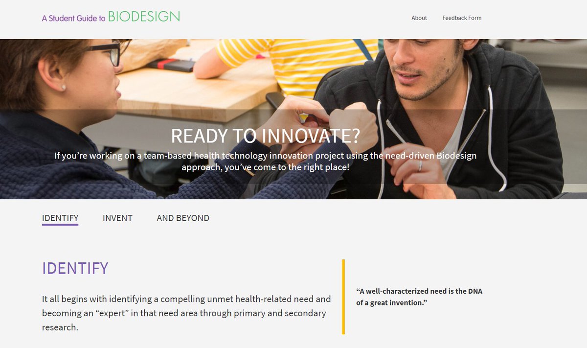 SUBiodesign's tweet photo. DIVE IN to #healthtech #innovation with the new Student Guide to Biodesign, an open-source “on ramp” to the biodesign innovation process that helps early-stage classes and project teams get started and get excited about innovating in health technology. https://t.co/LHw0NE8tKM https://t.co/iK2J2fMX7G